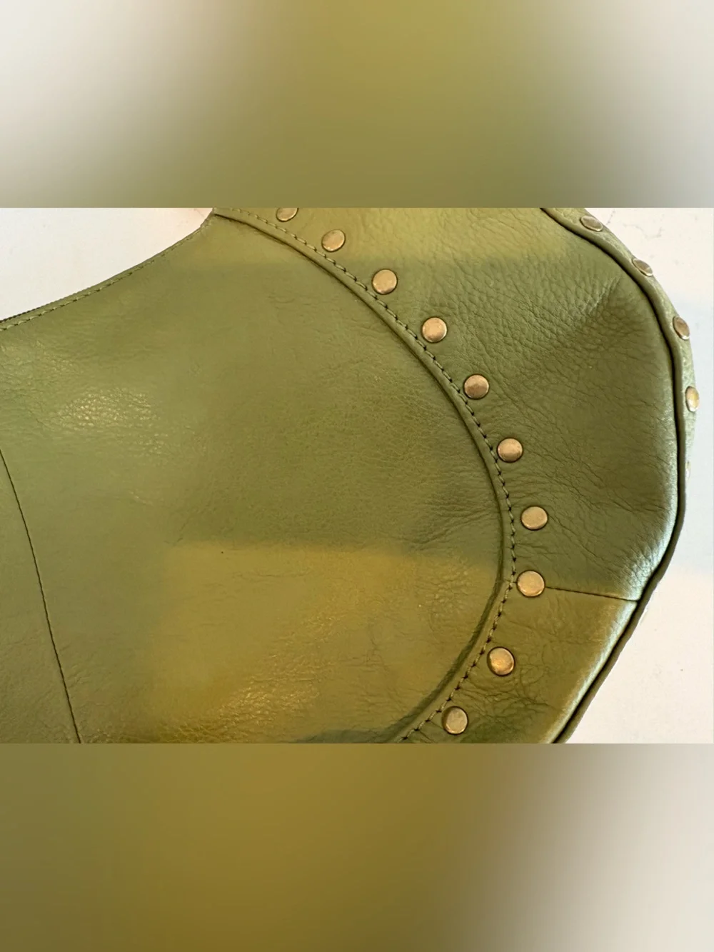 Paradox Olive Green Studded Leather Hobo